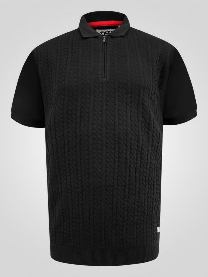 D555 Kennedy Cable Knitted Polo Black - Polokošele - Polokošele 2XL-8XL