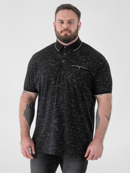 D555 Murphy Jacquard Collar And Cuff With Chest Pocket Polo Black - Polokošele - Polokošele 2XL-8XL