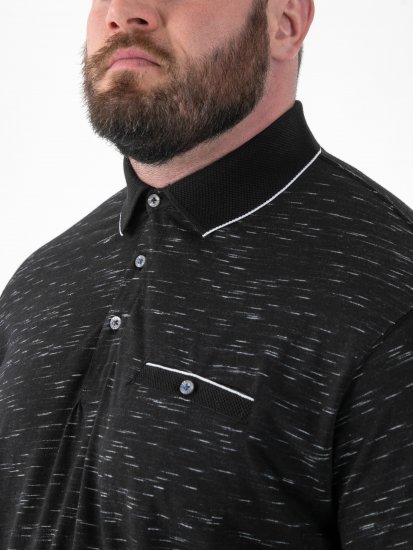 D555 Murphy Jacquard Collar And Cuff With Chest Pocket Polo Black - Polokošele - Polokošele 2XL-8XL
