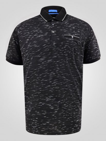 D555 Murphy Jacquard Collar And Cuff With Chest Pocket Polo Black - Polokošele - Polokošele 2XL-8XL