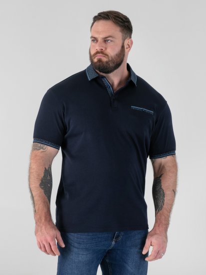 D555 Barret Interlock Jacquard Collar & Cuffs Polo Navy - Polokošele - Polokošele 2XL-8XL