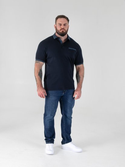 D555 Barret Interlock Jacquard Collar & Cuffs Polo Navy - Polokošele - Polokošele 2XL-8XL