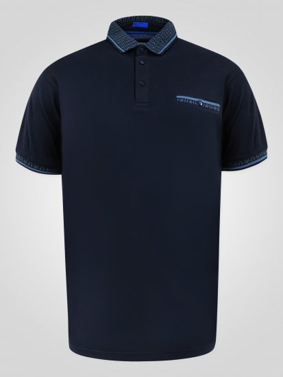 D555 Barret Interlock Jacquard Collar & Cuffs Polo Navy - Polokošele - Polokošele 2XL-8XL
