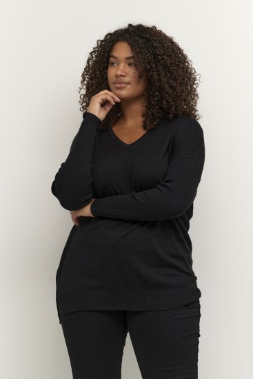 Kaffe Curve Machi Knit Sveter Sýto čierna - Mikiny & mikiny bez kapucne - 