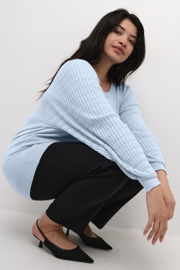 Kaffe Curve Lini Knit Sveter Celestial Blue - Mikiny & mikiny bez kapucne - 