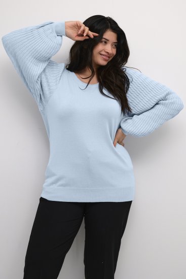Kaffe Curve Lini Knit Sveter Celestial Blue - Mikiny & mikiny bez kapucne - 