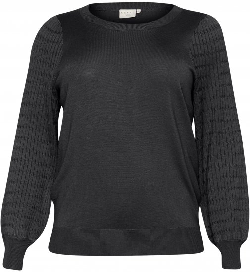 Kaffe Curve Lini Knit Sveter Čierna Oyster - Mikiny & mikiny bez kapucne - 