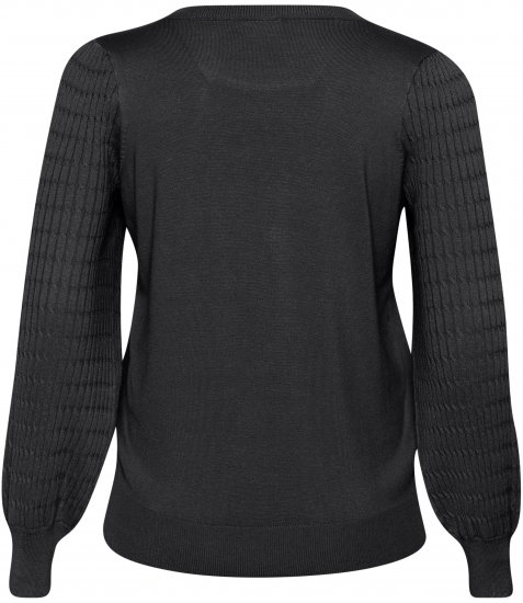 Kaffe Curve Lini Knit Sveter Čierna Oyster - Mikiny & mikiny bez kapucne - 