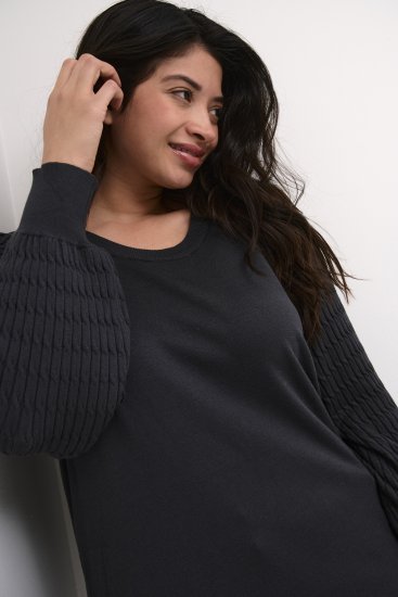 Kaffe Curve Lini Knit Sveter Čierna Oyster - Mikiny & mikiny bez kapucne - 