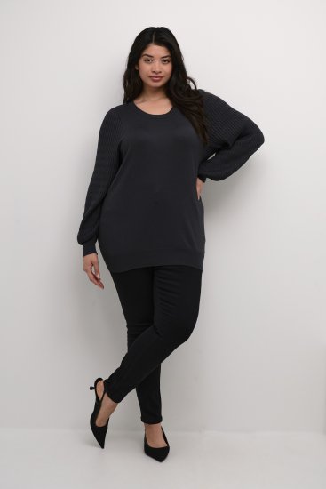 Kaffe Curve Lini Knit Sveter Čierna Oyster - Mikiny & mikiny bez kapucne - 