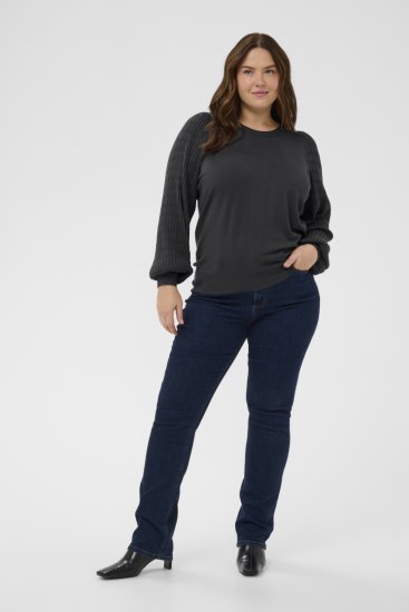Kaffe Curve Lini Knit Sveter Čierna Oyster - Mikiny & mikiny bez kapucne - 