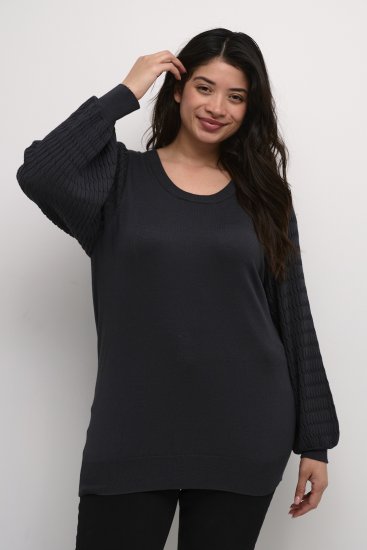 Kaffe Curve Lini Knit Sveter Čierna Oyster - Mikiny & mikiny bez kapucne - 