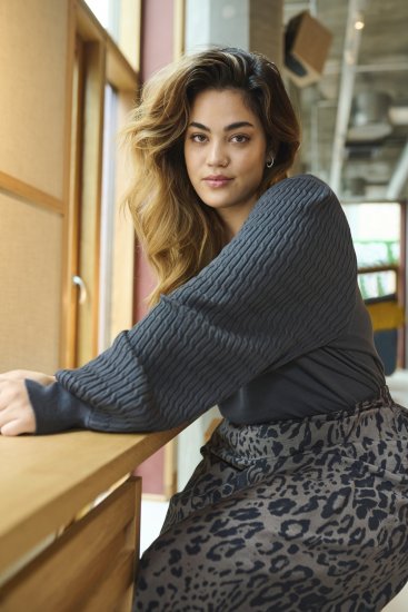 Kaffe Curve Lini Knit Sveter Čierna Oyster - Mikiny & mikiny bez kapucne - 