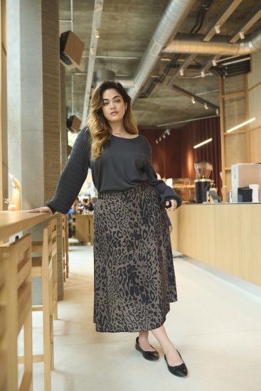 Kaffe Curve Lini Knit Sveter Čierna Oyster - Mikiny & mikiny bez kapucne - 