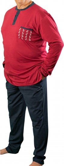 20 Nodi Maestrale Pajamas with Long Pants in Combed Cotton Jersey Red - Pyžamá a domáce oblečenie - Pyžamá a domáce oblečenie 2XL-10XL
