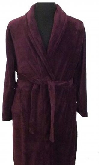 Espionage PJ068 Plain Fleece Gown Burgundy - Župany/uteráky - Župany 2XL-10XL