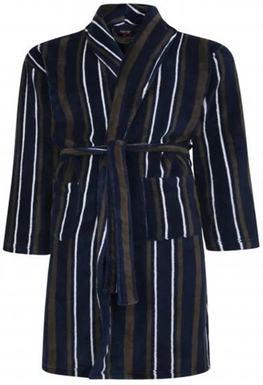 Espionage PJ149 Striped Fleece Gown Navy/Charcoal - Župany/uteráky - Župany 2XL-10XL
