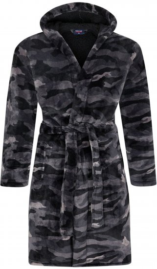 Espionage PJ159 Camo Fleece Gown Black/Grey - Župany/uteráky - Župany 2XL-10XL