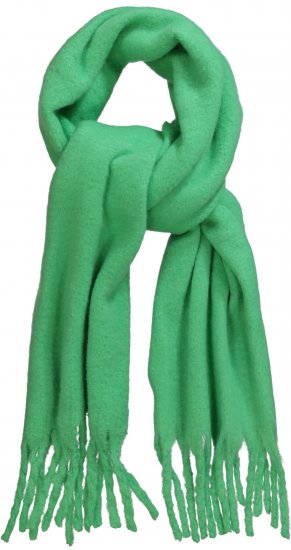 Ulla Popken Trendy Boucle Yarn Fringe Knit Scarf Green - Doplnky - 