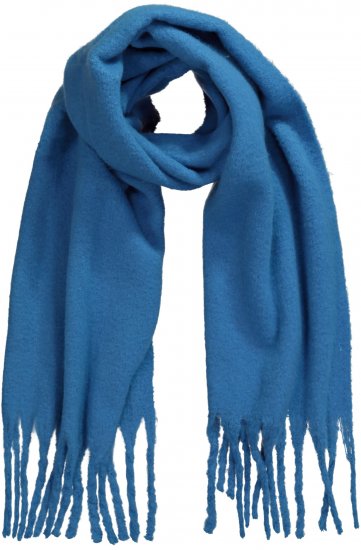 Ulla Popken Trendy Boucle Yarn Fringe Knit Scarf Teal Blue - Doplnky - 