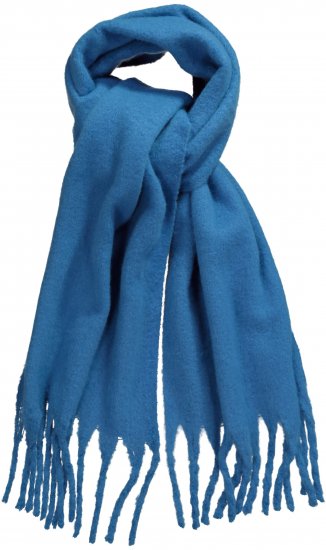 Ulla Popken Trendy Boucle Yarn Fringe Knit Scarf Teal Blue - Doplnky - 