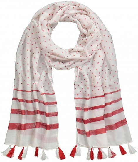 Ulla Popken Dot Print Tassel Accent Scarf Red - Doplnky - 