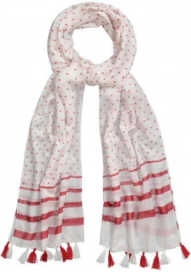Ulla Popken Dot Print Tassel Accent Scarf Red - Doplnky - 