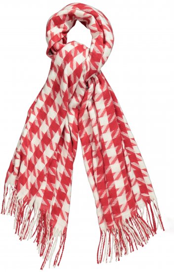Ulla Popken Houndstooth Fringed Hem Scarf Salsa - Doplnky - 
