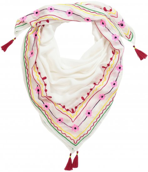 Ulla Popken Tassel Embroidery Scarf Snow White - Doplnky - 