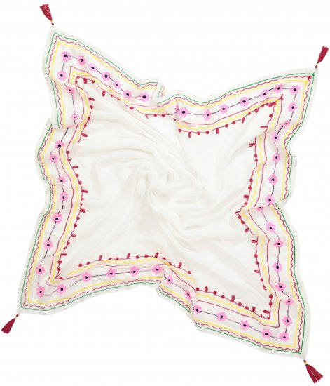 Ulla Popken Tassel Embroidery Scarf Snow White - Doplnky - 