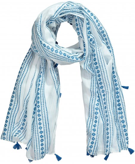 Ulla Popken Greek Stripe Tasseled Scarf Blue - Doplnky - 