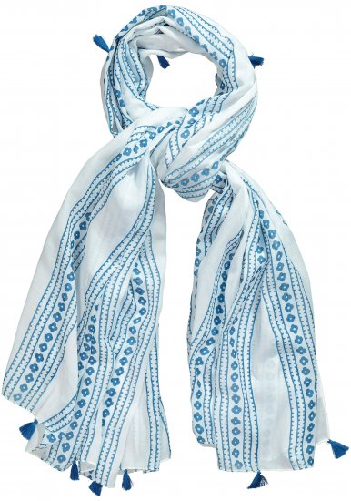 Ulla Popken Greek Stripe Tasseled Scarf Blue - Doplnky - 