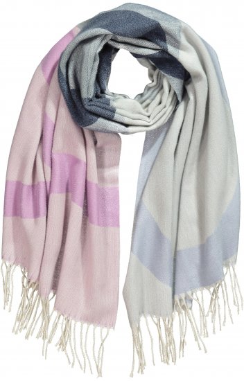 Ulla Popken Cozy Lettering Fringed Scarf Pink and Blue - Doplnky - 