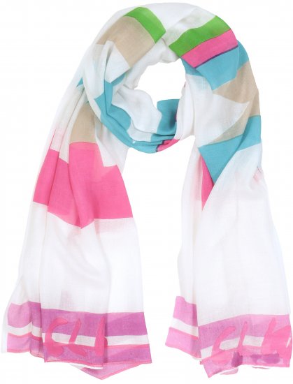 Ulla Popken Pink Lettering Border Print Scarf Snow White - Doplnky - 