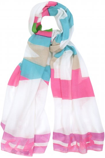 Ulla Popken Pink Lettering Border Print Scarf Snow White - Doplnky - 
