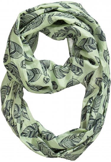 Ulla Popken Leaf Print Infinity Scarf Pistachio - Doplnky - 