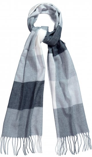 Ulla Popken Checked Fringed Hem Scarf Light Grey Melange - Doplnky - 