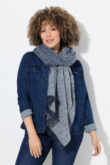 Ulla Popken Fringed Hem Knit Scarf Deep Aqua - Doplnky - Dámske šály a šatky