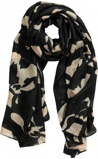 Ulla Popken Printed Silk Scarf Black - Doplnky - 