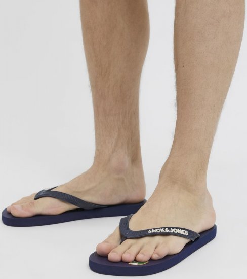 Jack & Jones Logo Palm Print Flip Flop Slippers Medieval Blue - Pánske topánky 40-52 - 