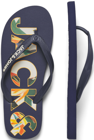 Jack & Jones Logo Palm Print Flip Flop Slippers Medieval Blue - Pánske topánky 40-52 - 