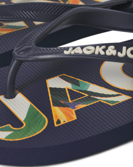 Jack & Jones Logo Palm Print Flip Flop Slippers Medieval Blue - Pánske topánky 40-52 - 