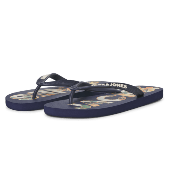 Jack & Jones Logo Palm Print Flip Flop Slippers Medieval Blue - Pánske topánky 40-52 - 