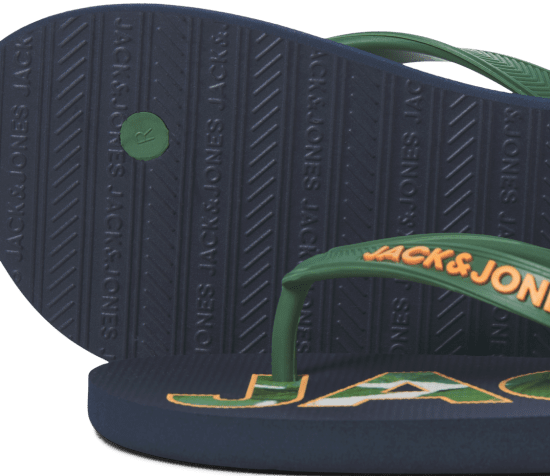 Jack & Jones Logo Palm Print Flip Flop Slippers Navy Blazer/Verdant Green - Pánske topánky 40-52 - 