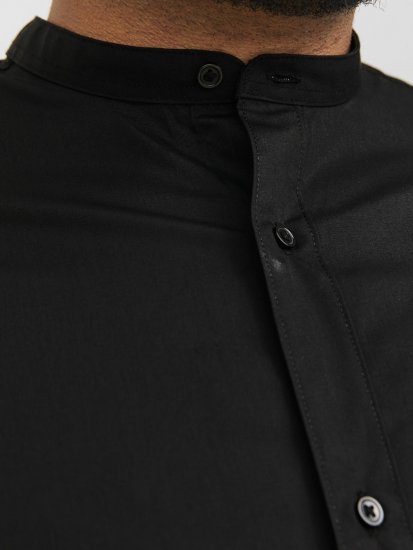 Motley Denim Big Sizes for Men Jack & Jones JOE Shirt Long Sleeve Plain Casual Black
