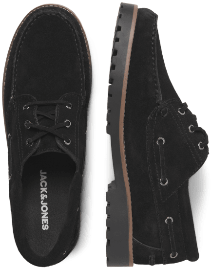 Jack & Jones Brooklyn Suede Boat Shoes Black - Pánske topánky 40-52 - 