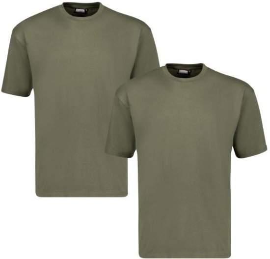 Adamo 129420 Marlon Comfort fit 2-pack T-shirt Olive Green - Tričká - Nadrozmerné tričká - 2XL-14XL