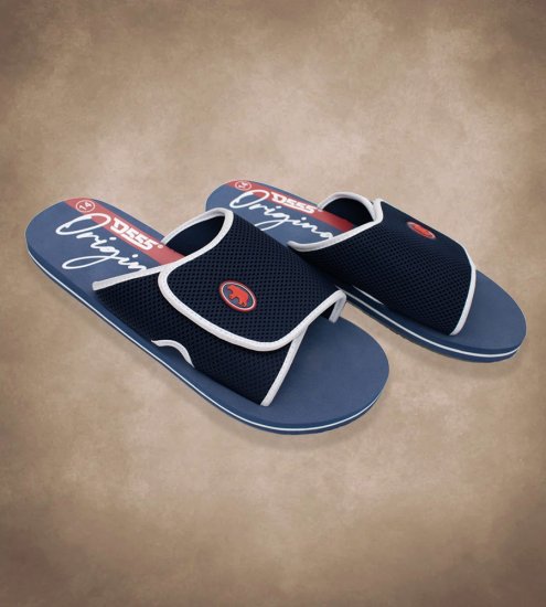 D555 DRAKE Slippers With Velcro Fastening Navy - Pánske topánky 40-52 - 