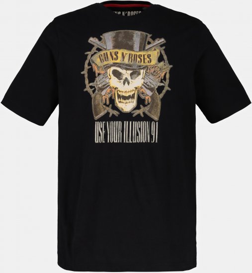 JP1880 Guns N’ Roses Skull Comfort Fit Band T-Shirt Black - Tričká - Nadrozmerné tričká - 2XL-14XL