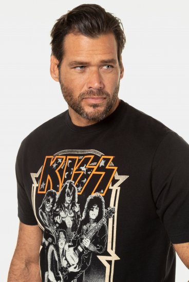 JP1880 KISS Retro Graphic Comfort Fit Band T-Shirt Black - Tričká - Nadrozmerné tričká - 2XL-14XL